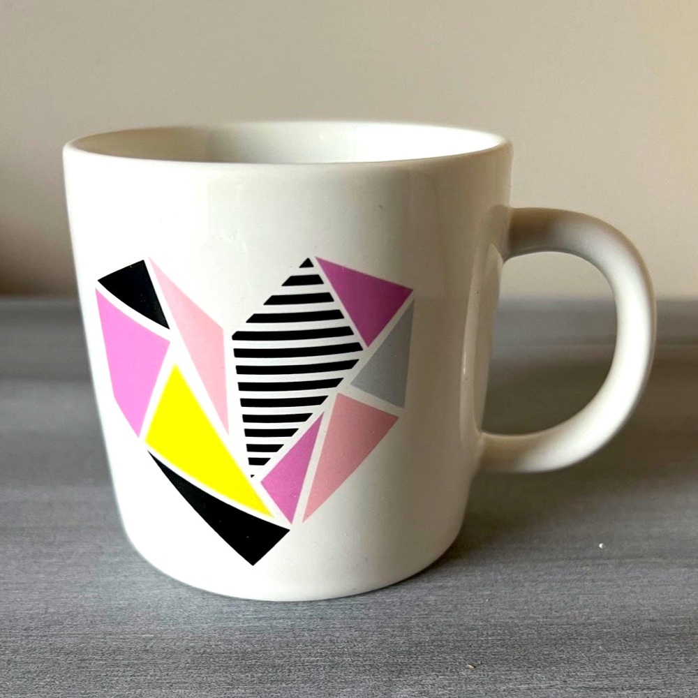 Caribou Coffee Geometric Heart "All Heart" Coffee Mug. 2016. 12oz.